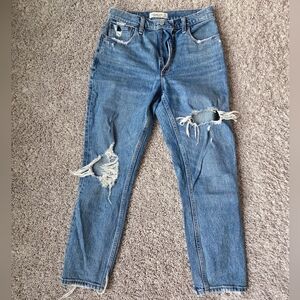 Abercrombie & Fitch Ripped Blue Boot Cut Jeans